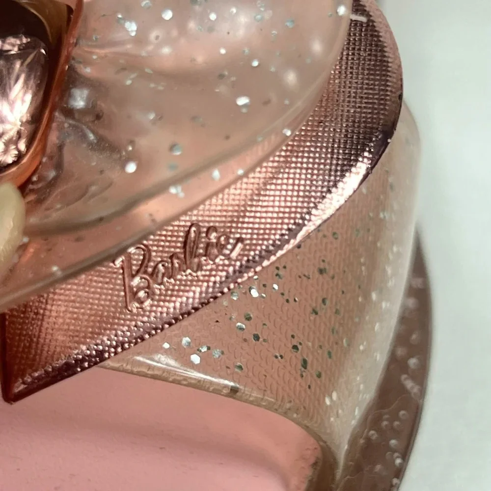 GUC Mini Melissa Barbie Pink Glitter Heart Bow Jelly Sandals Melflex Girls Sz 3